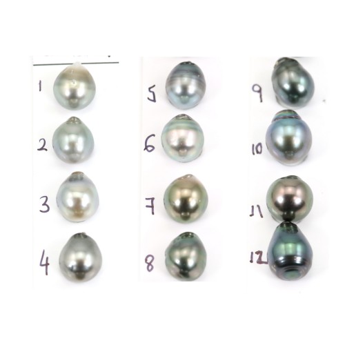 Perla cultivada de Tahití, semiperforada, barroca 10-11mm x 1ud