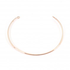 Bangle bracelet, with 2 rings welded, plated by pink "flash gold" on brass, 65 * 49mm x 1pc