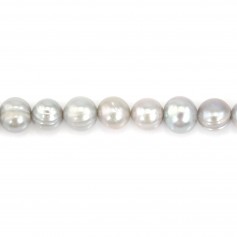 Perles de culture d'eau douce, gris, ovale, 8-9mm x 37cm