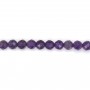 Purple amethyst, in round faceted shape, 3 - 3.5mm x 34cm