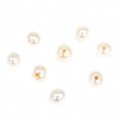 Perle de culture d'eau douce, blanche, ovale 7-8mm x 1pc