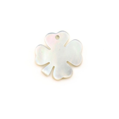 White mother-of-pearl 4-leaf clover 10mm x 1pc