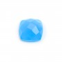 Cabochon blue chalcedony squares faceted 10mm x 1pc