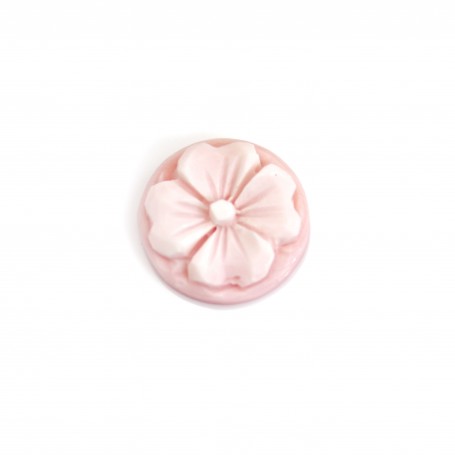 Cabochon Cameo Conque rosa rund Blume 16mm x 1St