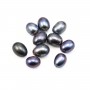 Grey violet oval freshwater pearl 7-8x9-11mm with large drilling 1.0mm x 10pcs