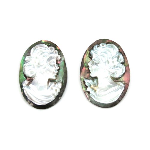 Cabochon Mother-of-Pearl Oval Gray Woman 13x18mm x 1pc